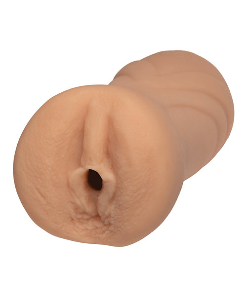 Close-up on the entrance of the Signature Strokers - Ariana Marie. The stroker has skin texturing that's direct from Ariana's own body. | Kinkly Shop