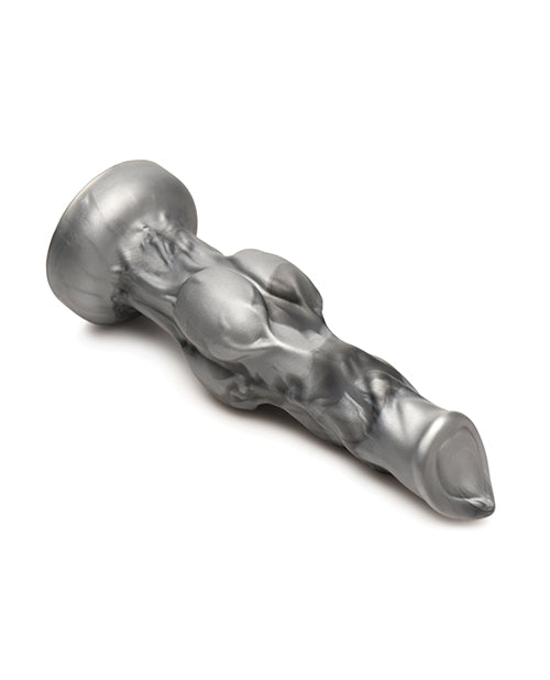 The Creature Cocks Night Prowler shown laying sideways, showcasing how thick the knot at the base is compared to the rest of the length of the dildo. | Kinkly Shop