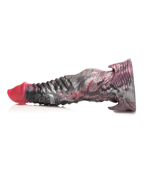 Side view of the Creature Cocks Hades. The dildo has a slight knot near the base with a pronounced head and ribbed ripples along the top half of the shaft. | Kinkly Shop