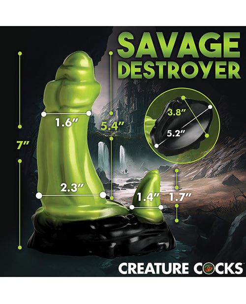 The Creature Cocks Orc with measurements show superimposed over the length of the dildo. All measurements can be found within the product text description. | Kinkly Shop