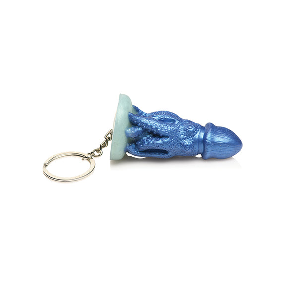 Side view of the Creature Cocks Cocktopus Key Chain. The key chain looks like a mini version of the same full-sized dildo. | Kinkly Shop