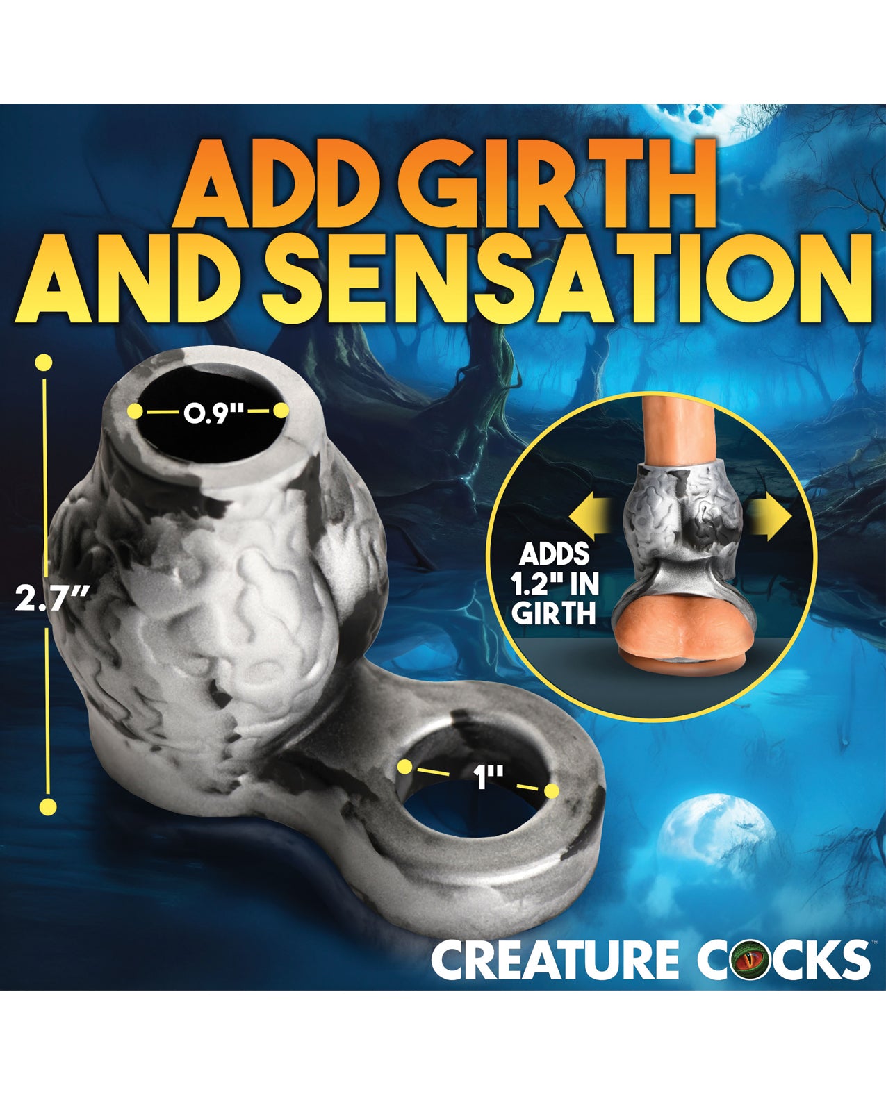 Measurements for the Creature Cocks Night Prowler Sleeve in Medium | Kinkly Shop