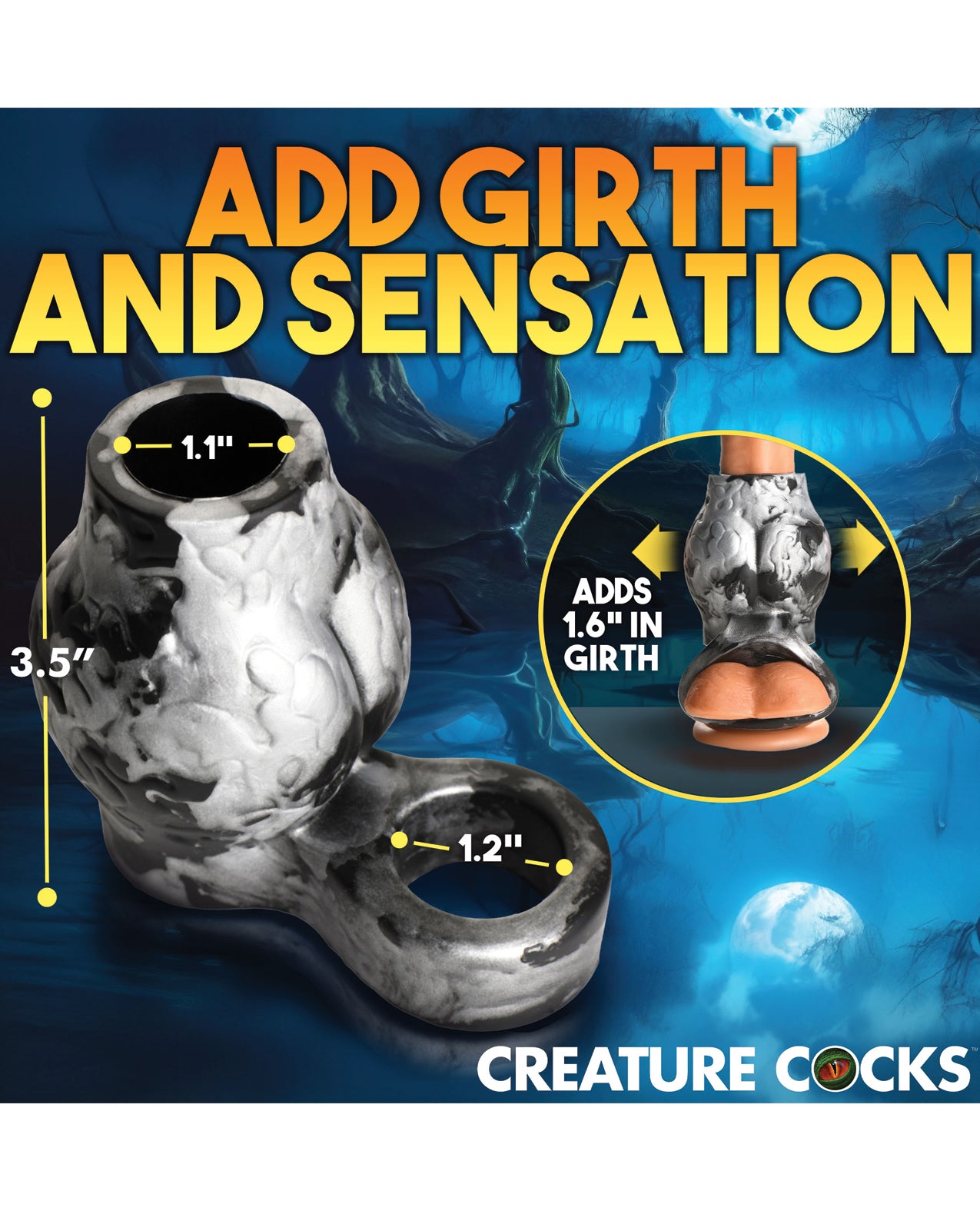 Measurements for the Creature Cocks Night Prowler Sleeve in Large | Kinkly Shop
