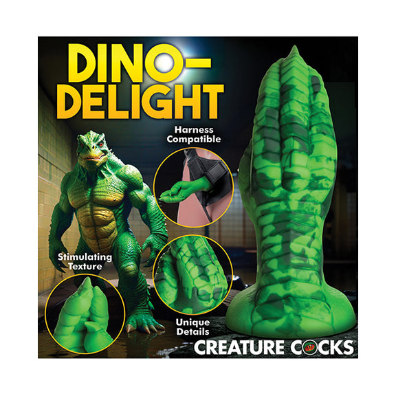 Collage of images showcases features of the Creature Cocks Raptor Claw including its harness compatibility, stimulating texture, and unique details. | Kinkly Shop