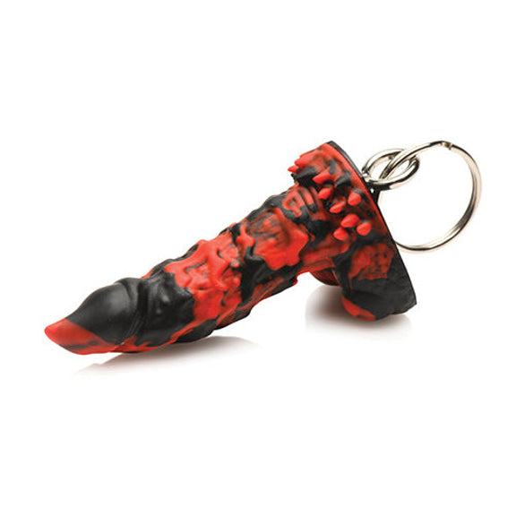 The Creature Cocks Fire Demon Keychain in front of a plain white background | Kinkly Shop