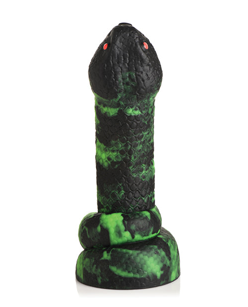 Top side of the Creature Cocks Python shows the Python's cute red eyes at the tip of the dildo as well as the wrapping tail around the base. | Kinkly Shop