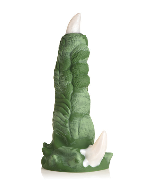 The Creature Cocks Dragon Claw at a 3/4ths angle, showcasing the very detailed, scaly design of the dildo's "finger" length | Kinkly Shop