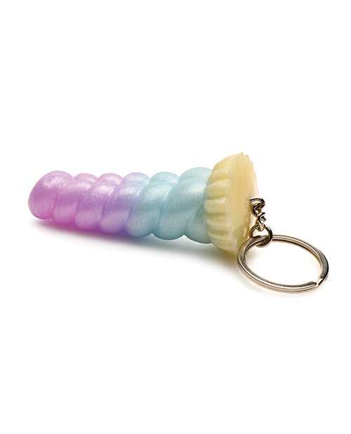 Close up of the keychain chain in the base of the Creature Cocks Mystique Unicorn Key Chain. It looks very firmly embedded into the silicone material. | Kinkly Shop
