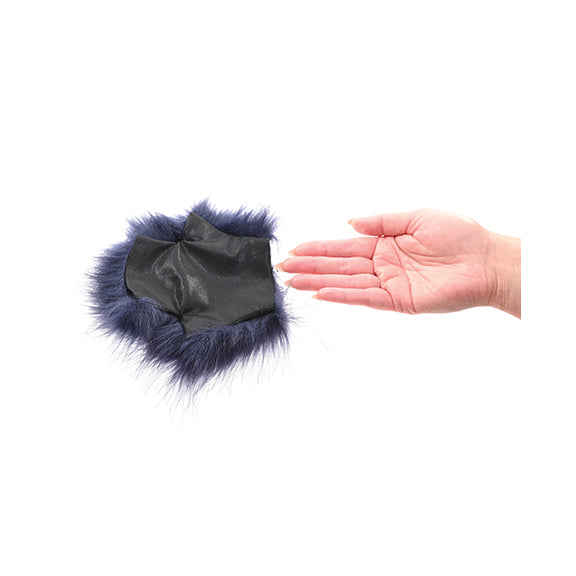 A hand sits out next to the Sportsheets Cougar Spiked Sensory Glove. It looks like it is about to slide into the glove. The palm of the Sportsheets Cougar Spiked Sensory Glove doesn't have any faux fur on it. | Kinkly Shop