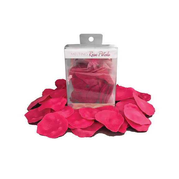 Melting Rose Petals spread out around the box that they come in. It's a square, see-through box. | Kinkly Shop