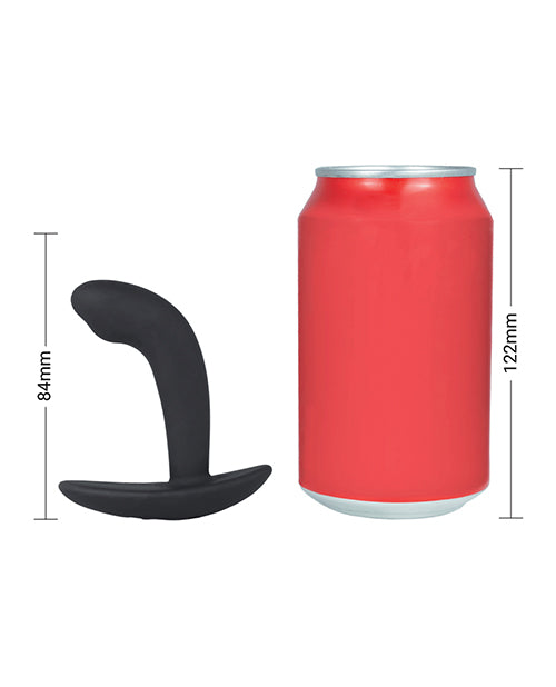 The ElectraStim Electro Booty Buddy shown next to a soda can. The plug is much smaller and much much thinner than a soda can. | Kinkly