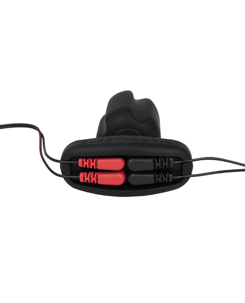 All four plugs of the ElectraStim Noir Tartarus Quadripolar plugged into the base | Kinkly
