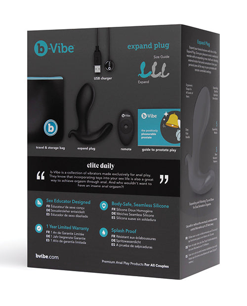 Backside of the packaging of the b-Vibe Expand | Kinkly