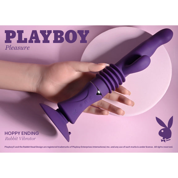A hand holds the Playboy Hoppy Ending. The vibrator is really long in their hand. I think the vibrator may be the size of this person's forearm in length. | Kinkly Shop