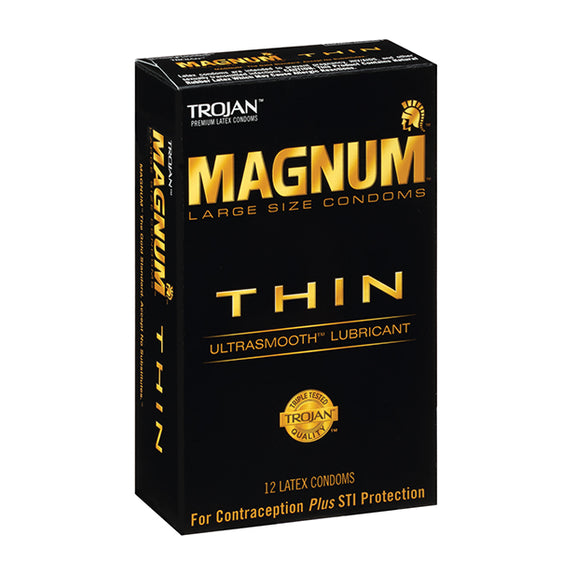 Trojan Magnum Thin Condoms packaging for a 12 pack | Kinkly Shop