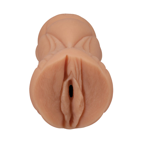 Close-up of the stroker. The entrance vulva of the stroker is molded directly from Anna Claire Cloud's own anatomy. | Kinkly Shop