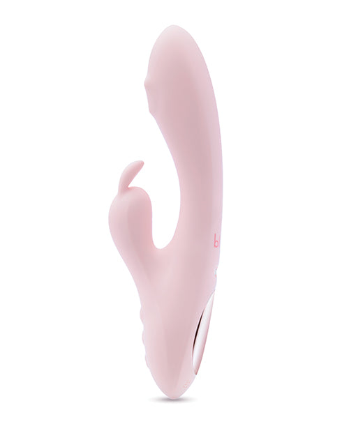 Side view of the Blush Fairy Flutter. The insertable shaft swells near the g-spot tip. The thickest part of the shaft is nearest the tip. | Kinkly