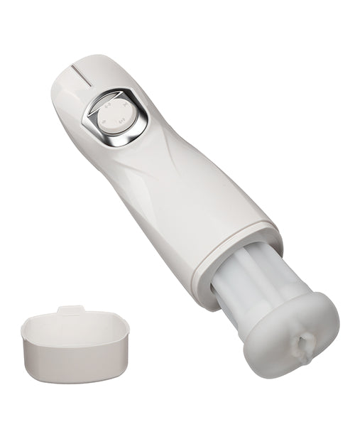 The interior TPE sleeve shown pulled out from the exterior plastic case. This showcases that the TPE sleeve is removable for cleaning. | Kinkly Shop