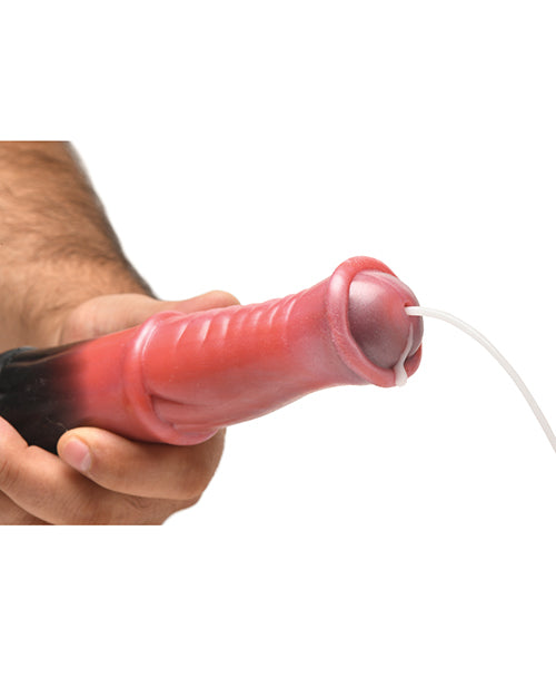 Close-up on the tip of the Creature Cocks Squirting Centaur where a white ejaculating liquid is squirting out the tip. | Kinkly Shop