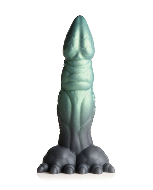 Front view of the Creature Cocks Dickosaur. The dildo has dinosaur "feet" with talons that make up the base | Kinkly
