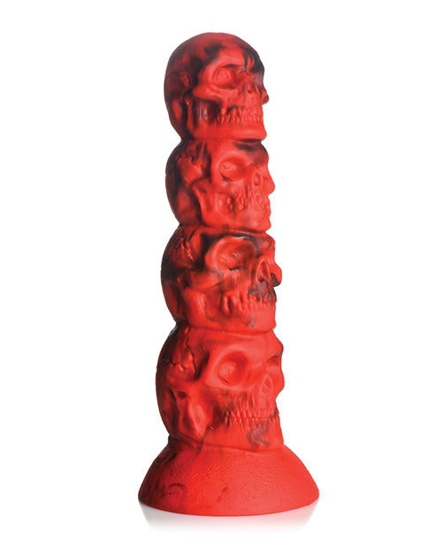 The Creature Cocks Doom shown slightly at a 3/4th angle. The dildo is very textured with skulls making up the texture. | Kinkly Shop