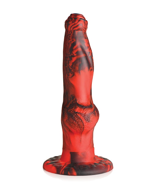 Side view of the Creature Cocks Hell-Wolf Remote-Control Thruster. The dildo has a slight thickness increase near the knotted area. | Kinkly Shop