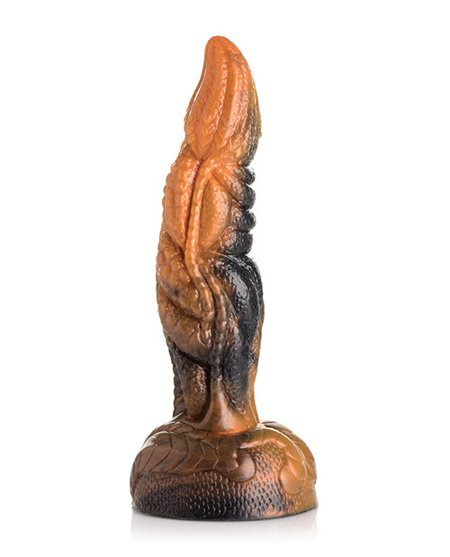 Side view of the Creature Cocks Ravager. The dildo looks somewhat slender with a very textured shaft. | Kinkly Shop