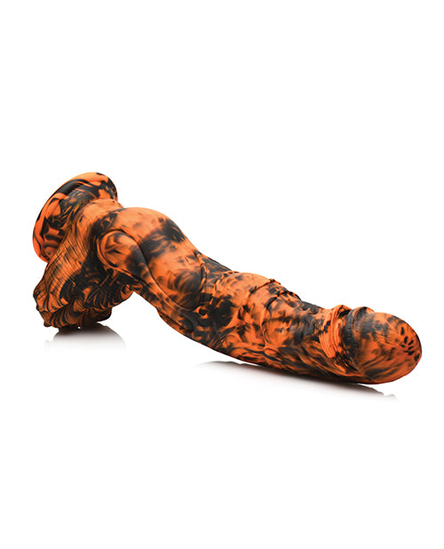 The Creature Cocks Sabertooth lays on its side. The dildo is semi-firm, holding its shape despite being sideways. | Kinkly Shop