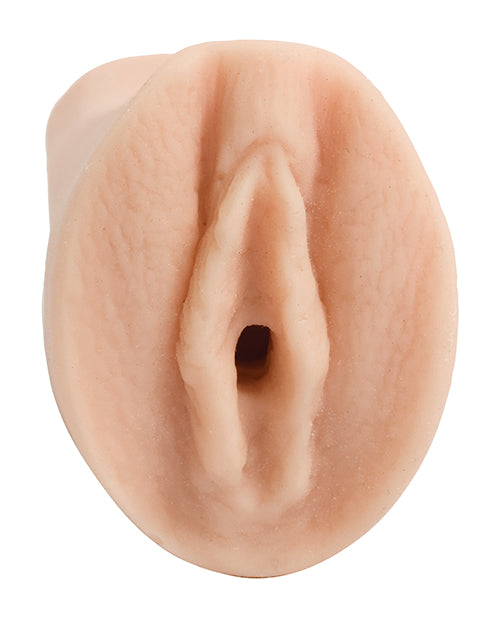 Close-up of the vulva orifice of the Ultraskyn Palm Pal Pussy | Kinkly