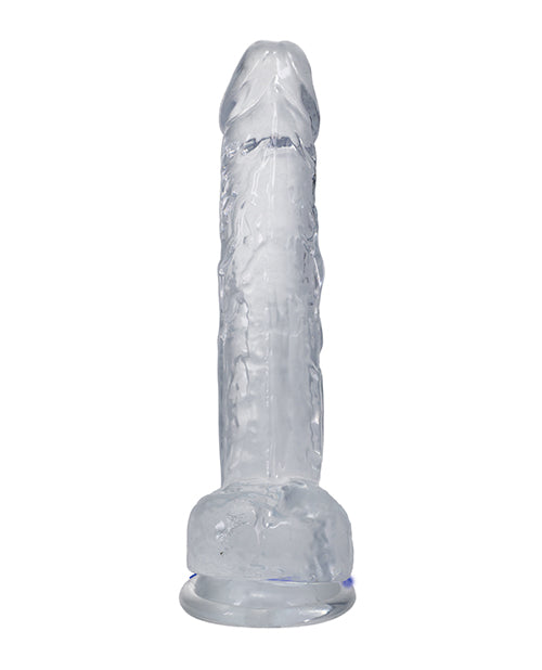 Underside of the Doc Johnson Big Clear Dick In A Bag, showcasing how the insertable shaft is all about the same diameter all the way through. | Kinkly