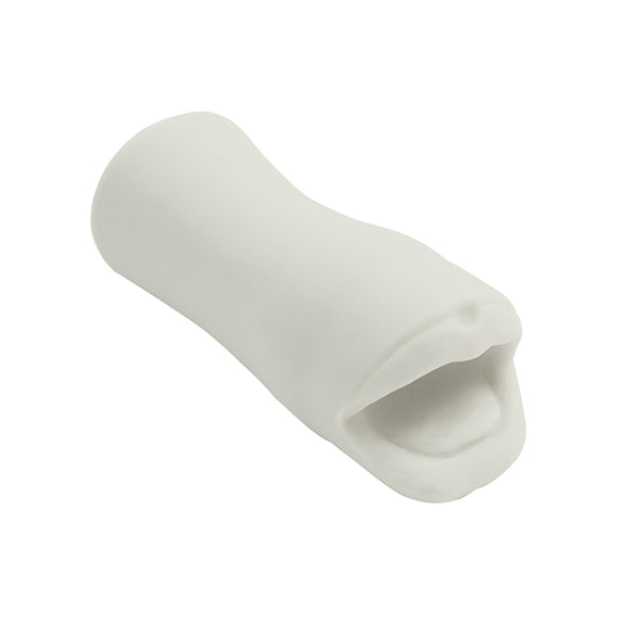 The Doc Johnson Mouth Stroker In A Bag stroker. It's plain ivory with minimal texturing or design things to it. | Kinkly