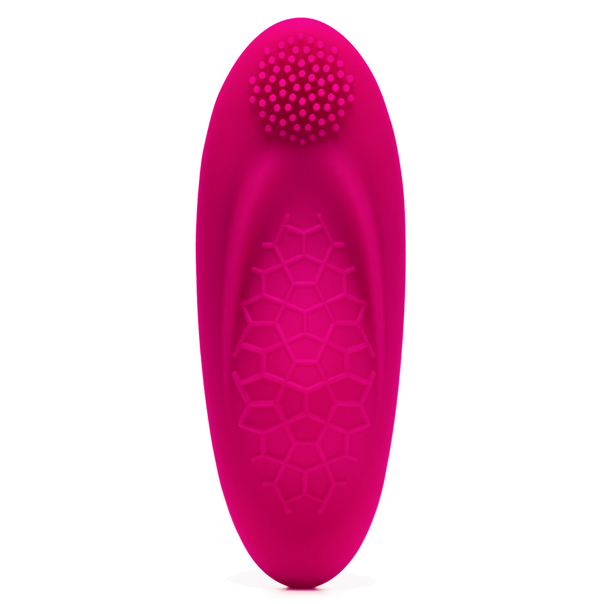 Top-down view of the unique texturing on the OhMiBod Foxy panty vibrator. It has two separate textures to it. | Kinkly