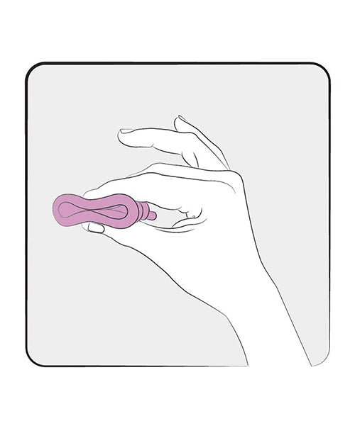 Illustration shows a person squishing down the entrance of the FEMINTIMATE Eve Menstrual Cup, flattening it. | Kinkly Shop