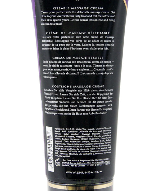 Backside of the Shunga Kissable Massage Cream bottle | Kinkly Shop