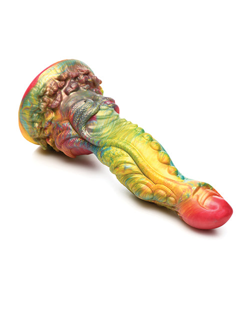 The Creature Cocks Majestic Merman lays out on its side. The dildo has waves-like patterns on it. | Kinkly