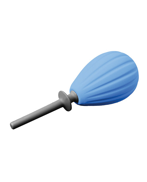 The insertable tip of the Aneros Prelude Enema Bulb shown closer to the camera. The enema tip has a flare at the base of the insertable length, ensuring it stays out of the body when used. | Kinkly Shop