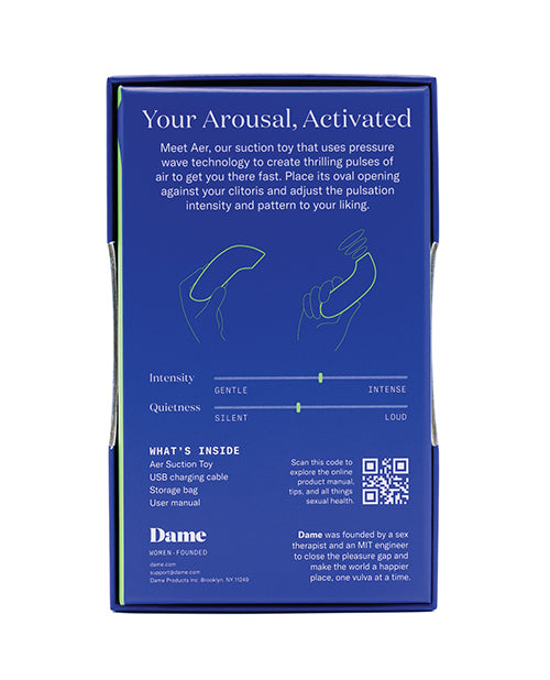 Backside of the packaging of the Dame Aer | Kinkly