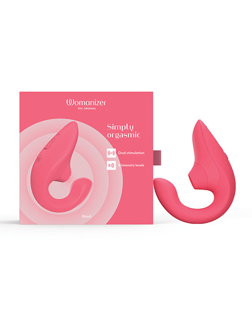 Womanizer Blend in Rose next to its packaging | Kinkly