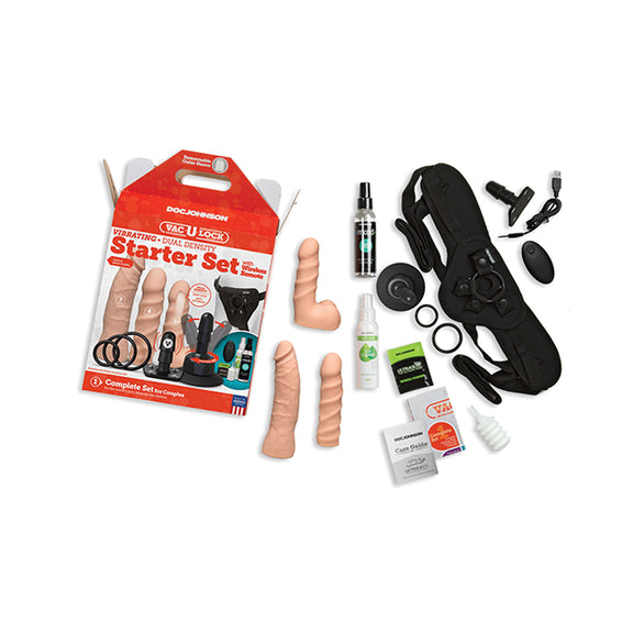 Everything included in the Vac-U-Lock Dual Density Starter Set laid out next to the packaging. | Kinkly