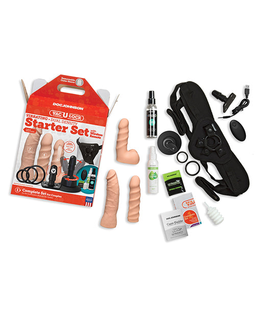 Everything included in the Vac-U-Lock Dual Density Starter Set laid out next to the packaging. | Kinkly