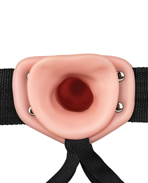 RealRock Realistic 8 in. Vibrating Hollow Strap-On Black