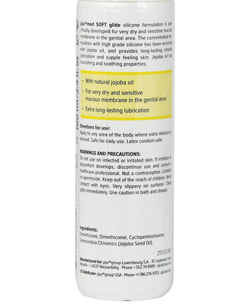 Backside of the Pjur Med Soft Glide bottle | Kinkly