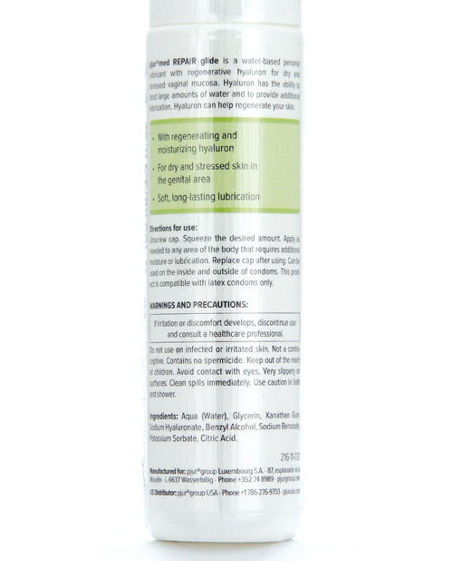 Backside of the bottle of the Pjur Med Hydro Glide - 100ml Bottle | Kinkly