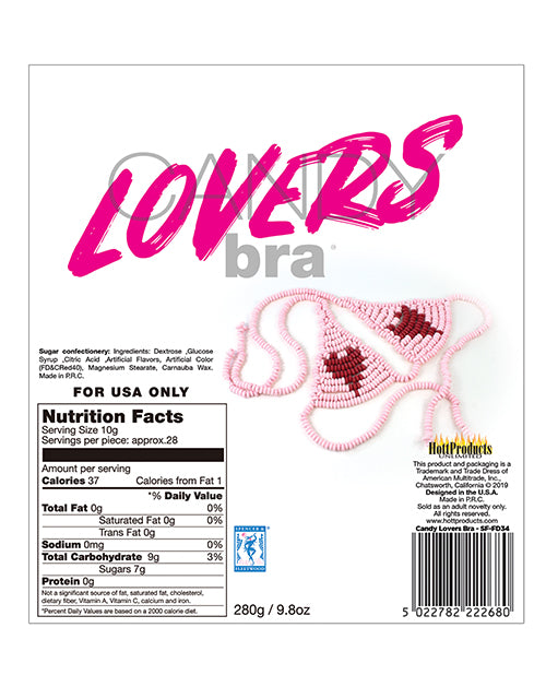 Backside of the packaging of the Lover's Candy Heart Bra | Kinkly
