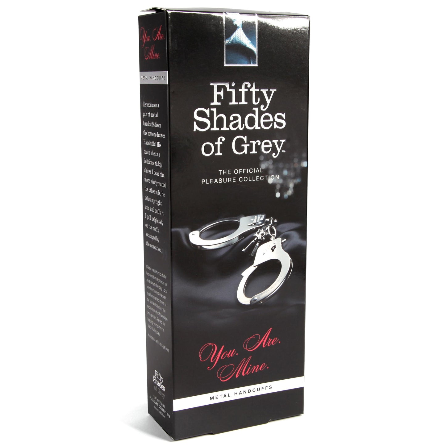 Packaging for the Fifty Shades Metal Handcuffs | Kinkly