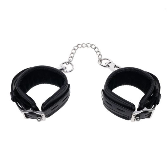 Top-down view of the Sportsheets Edge Handcuffs showcases how each cuff has a bit of thickness and padding to it for comfort. | Kinkly