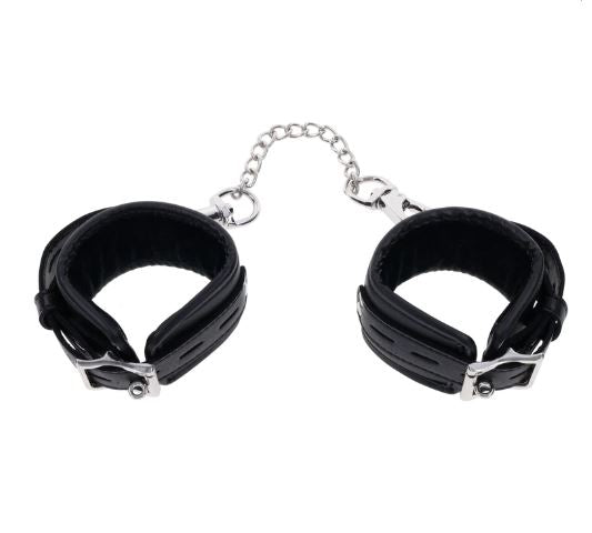 Top-down view of the Sportsheets Edge Handcuffs showcases how each cuff has a bit of thickness and padding to it for comfort. | Kinkly
