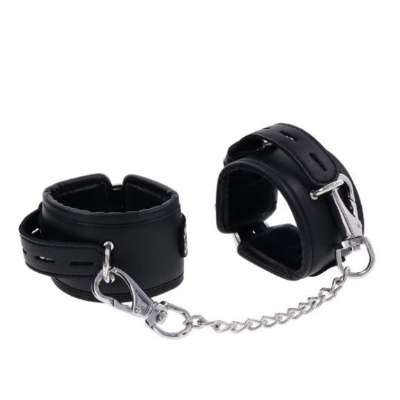 The two Sportsheets Edge Handcuffs chained together with their included double-sided chain | Kinkly