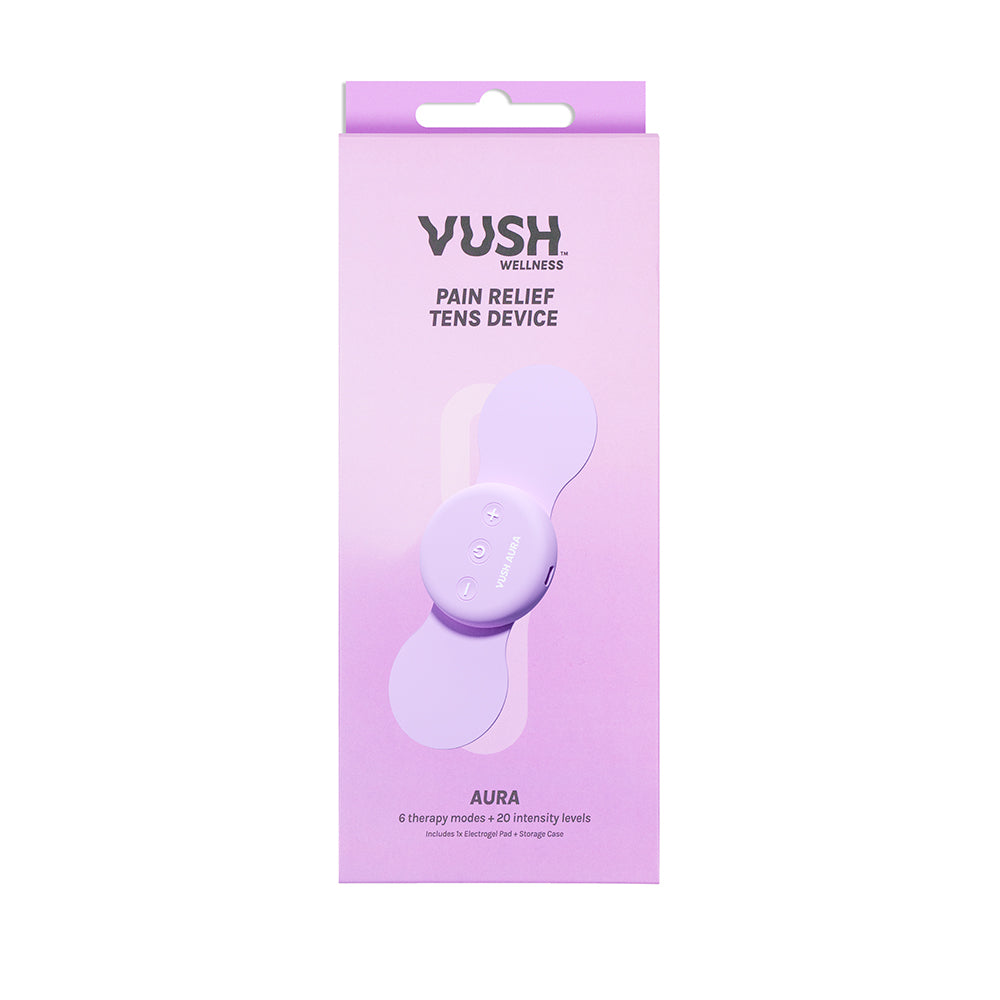 Packaging for the VUSH Aura Wireless TENS Device | Kinkly