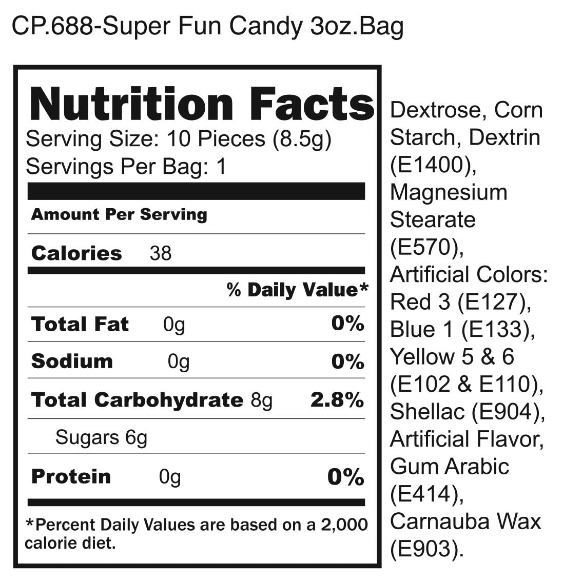 Nutrition information from the Super Fun Penis Candy. Basic information from the Super Fun Penis Candy is included within the product description. | Kinkly Shop